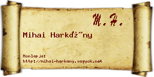 Mihai Harkány névjegykártya